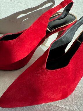 BCBG Red Suede & Leather High Heel Shoes US 10